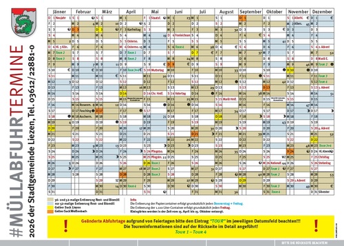 Müllkalender Vorderseite